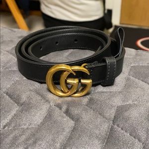 Leather belt with Double G buckle